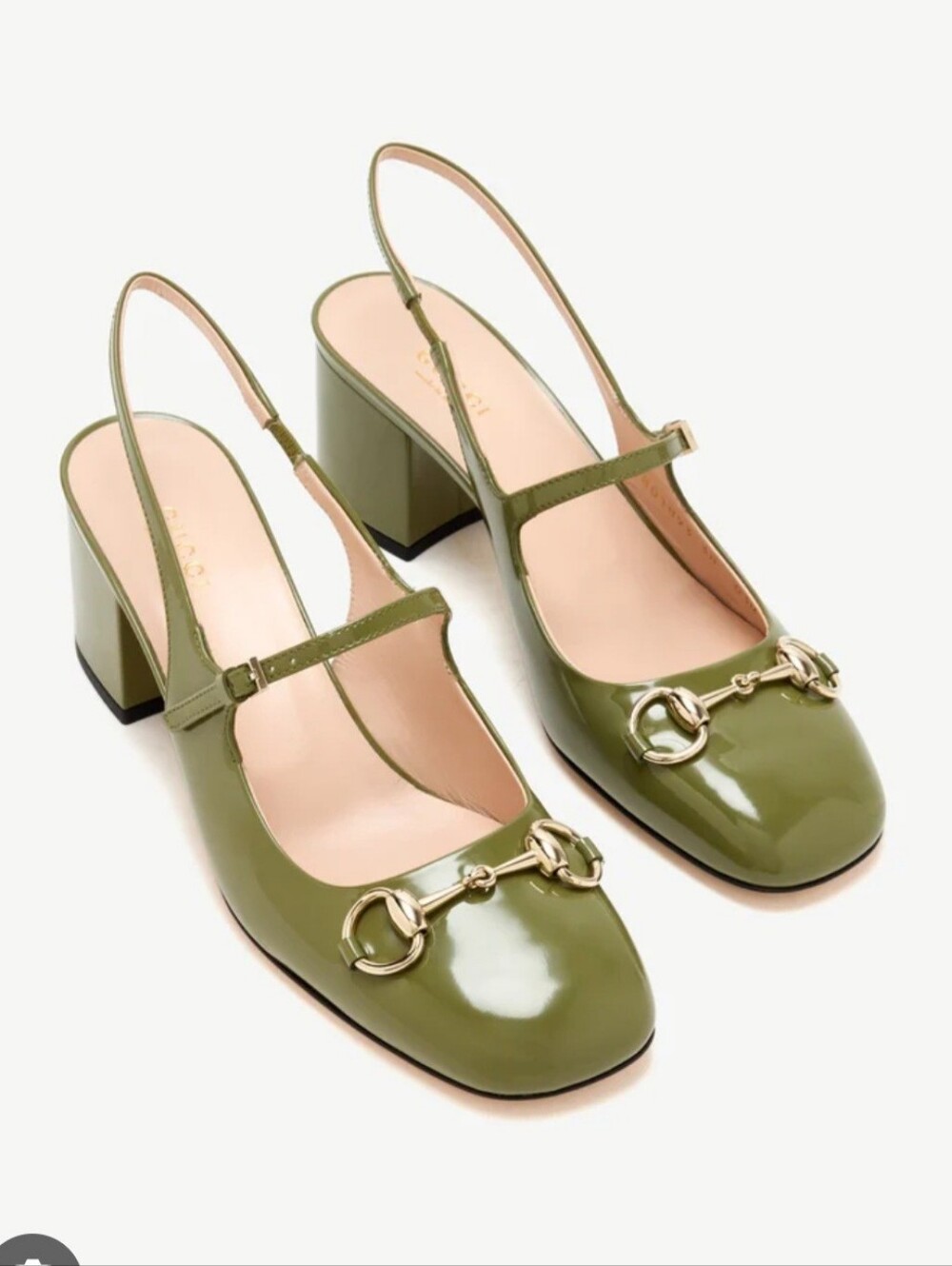 $1,090 Gucci Horsebit 55mm Patent Leather Slingback Pumps EU 37.5 US 7.5 BNIB